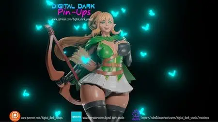 Digital Dark Pin-Ups Elf Archer