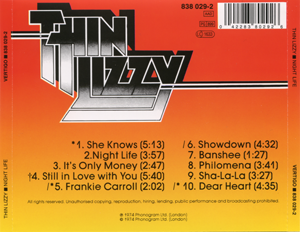 Thin Lizzy - Night Life (1974) [Vertigo 838 029-2, 1990]
