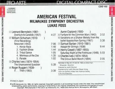 Milwaukee Symphony Orchestra, Lukas Foss - American Festival (1984) {Pro Arte/Intersound} **[RE-UP]**
