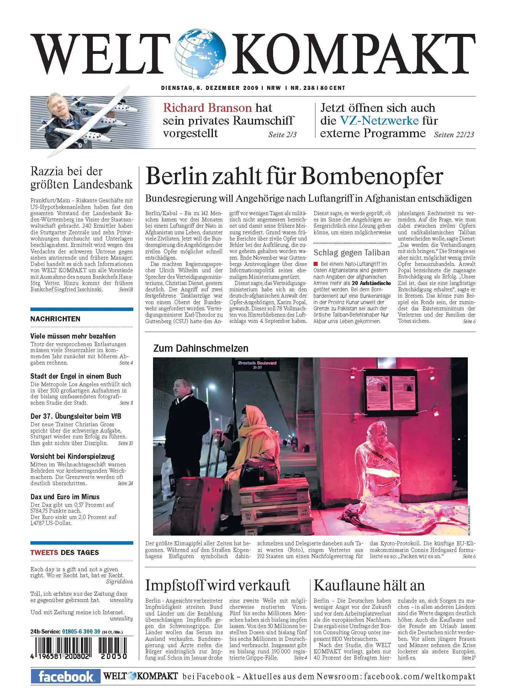 Die Welt kompakt vom 8. Dezember 2009