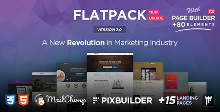 ThemeForest - FLATPACK v2.0 - Landing Pages Pack With Page Builder