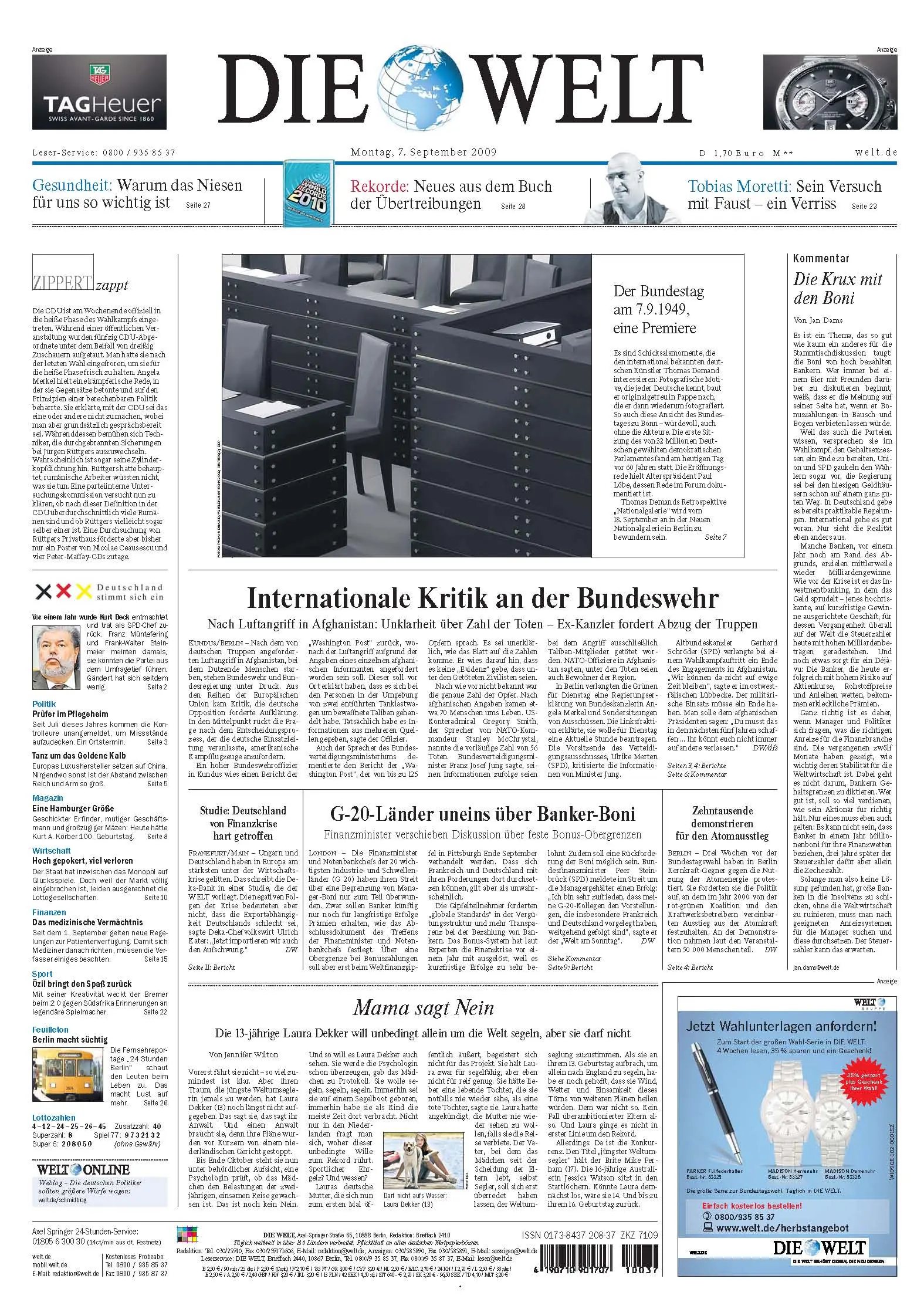 Die Welt vom 7. September 2009