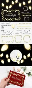 Fairy lights overlay clipart. Christmas garland frame border 2354438
