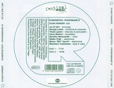 Evan Parker - Synergetics - Phonomanie III (1996) [2CD] {Leo Records}