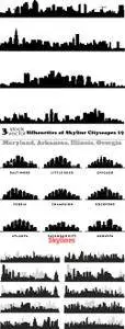 Vectors - Silhouettes of Skyline Cityscapes 19