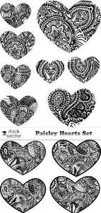 Vectors - Paisley Hearts Set