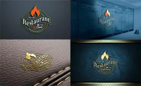 Restaurant Premium Quality Logo Design PSD Mockup Template