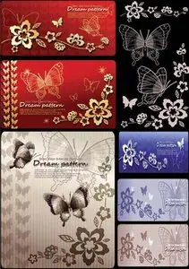 Vector Patterns - Flowers and Butterflies