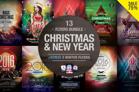CreativeMarket - Christmas & New Year Flyers Bundle