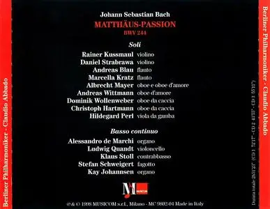 Claudio Abbado, Berliner Philharmoniker - Johann Sebastian Bach: Matthäus-Passion (1998)