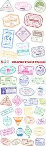 Vectors - Colorful Travel Stamps