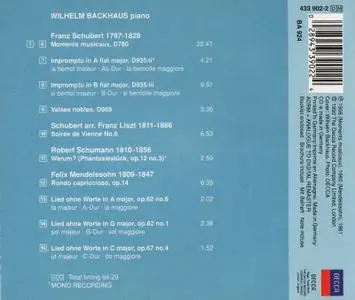 Wilhelm Backhaus - Schubert, Mendelssohn: Piano works (2010)