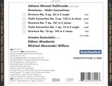 Ariadne Daskalakis, Kölner Akademie, Michael Alexander Willens - Kalliwoda: Violin Concertinos & Overtures (2015)