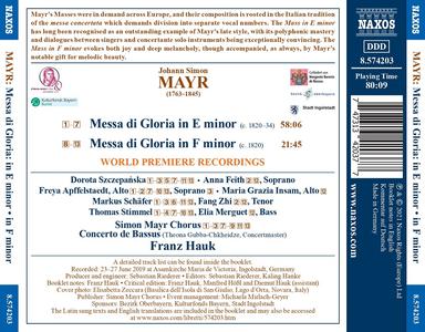 Franz Hauk, Concerto de Bassus - Johann Simon Mayr: Messa di Gloria in E minor; Messa di Gloria in F minor (2021)