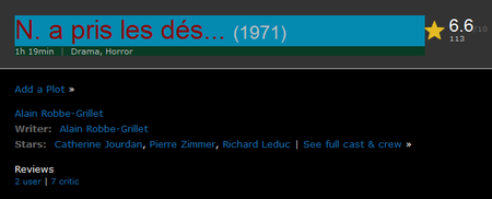 N. a pris les dés... / N. Took the Dice (1971)