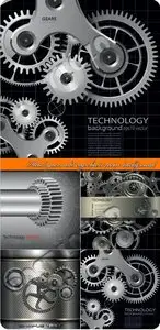 Metal gears and cogwheels vector background 
