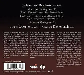 Matthias Goerne, Christoph Eschenbach - Johannes Brahms: Vier Ernste Gesange Op.121; Lieder Und Gesange Op.32 (2016)