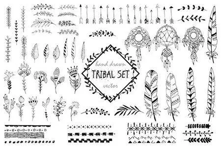 CreativeMarket - Tribal elements, wreaths, patterns