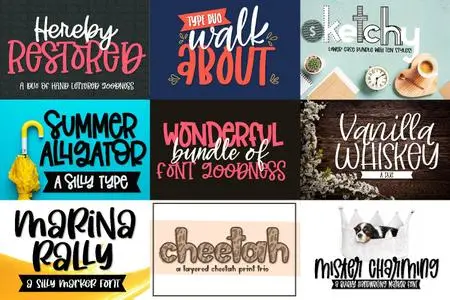 CreativeMarket - Font Bundle 8 Type Families 4544690