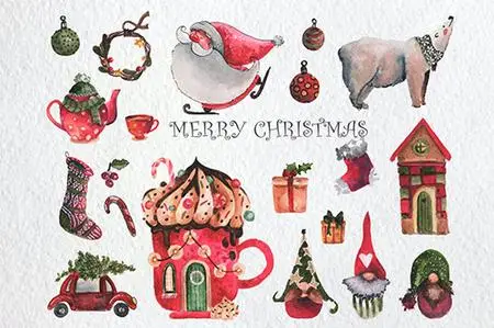 Merry Christmas Watercolor Set