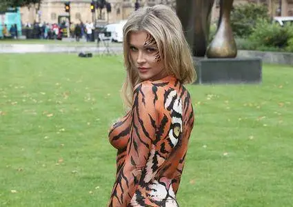 Bodypainted as a Tiger, Supermodel Joanna Krupa Calls for Ban on Animal Circuses