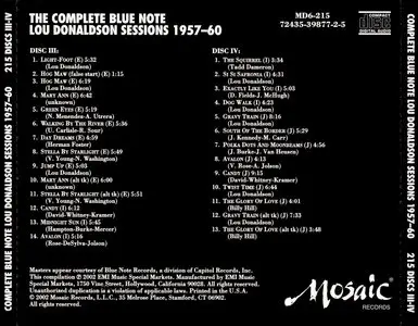 Lou Donaldson - The Complete Blue Note Lou Donaldson Sessions 1957-60 (2002) {6CD Set, Mosaic MD6-215}