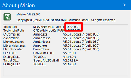 Keil MDK-ARM 5.32 with DFP (build 20201910)