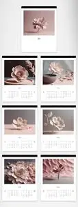 Beautiful 2024 Calendar with Flowers of Jumping Clay Material Illustrations AI generated 606409553