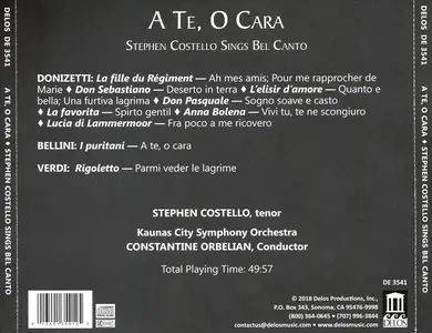 Stephen Costello, Constantine Orbelian, Kaunas City Symphony Orchestra - A Te, O Cara: Stephen Costello sings bel canto (2018)