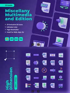 EE - Miscellany Multimedia and Edition 3D Icons Z6M27Y4