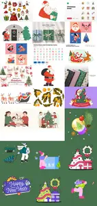 24 Christmas and Happy New Year Design Elements Bundle 3