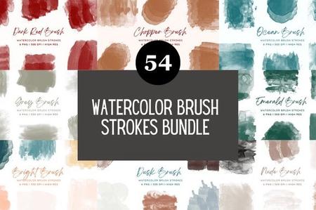 50+ Watercolor Brush Strokes Bundle
