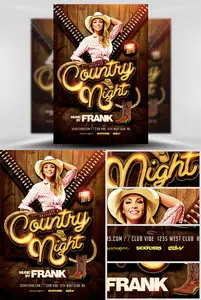 Flyer Template PSD - Country Night Western
