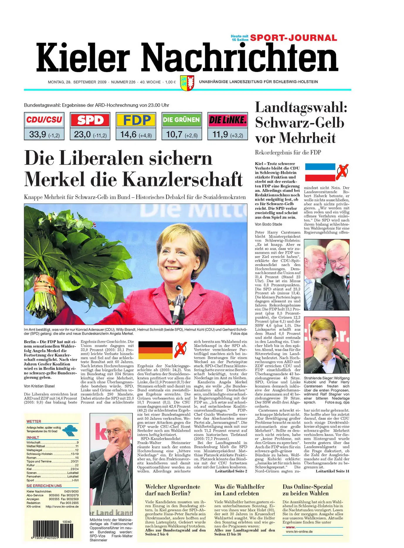 Kieler Nachrichten vom 28. September 2009