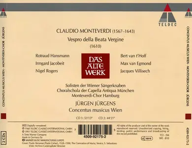 Jürgen Jürgens, Concentus Musicus Wien - Claudio Monteverdi: Vespro della Beata Vergine (1993)