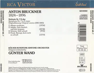 Anton Bruckner - Günter Wand / Kölner RSO - Symphony No.7 (1989) 