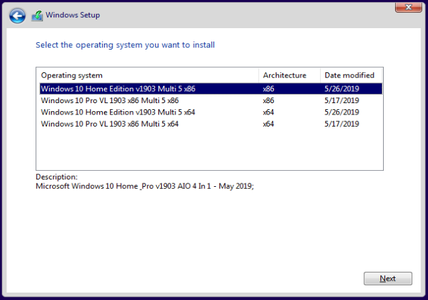 Microsoft Windows 10 Home / Pro AIO 4 In 1 v1903 (OS Build 18362.113) May 2019