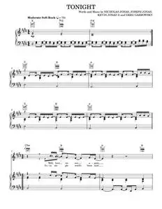 Tonight - Jonas Brothers, Nick Jonas, Nick Jonas & The Administration (Piano-Vocal-Guitar)