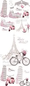 France & Italy Symbols Vector