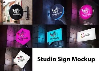 7 Studio Signs PSD Mockups Templates