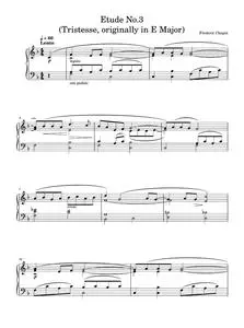 Etude in F Major, Op.10, No.3 (Tristesse) (originally E Major) - Frederic Chopin, The Pianist Movie (Easy Piano)