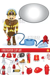 Firefighter vector cliparts