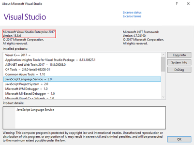 Microsoft Visual Studio 2017 version 15.8.6