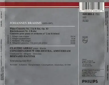 Claudio Arrau, Bernard Haitink, Concertgebouw Orchestra - Brahms: Piano Concerto No. 2 (1988)