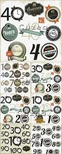 Vector - Anniversary stickers with numeration