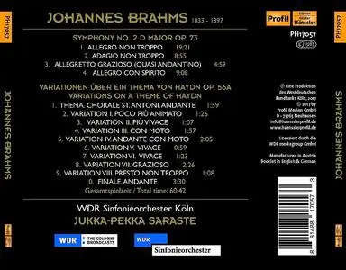 Jukka-Pekka Saraste, WDR Sinfonieorchester Koln - Johannes Brahms: Symphony No. 2; Haydn-Variations (2017)