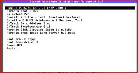 Multiboot CD PlaNed With Hiren's bootcd 9.7
