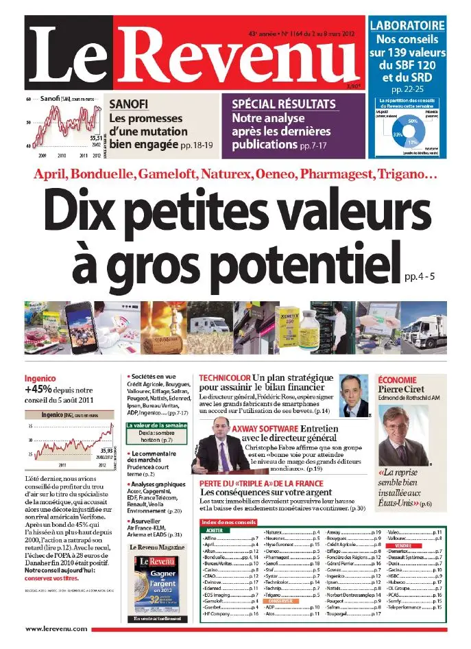 Le Revenu Hebdo Bourse 1164 - 2 au 8 Mars 2012