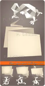 Paper origami speech bubble dragon vector