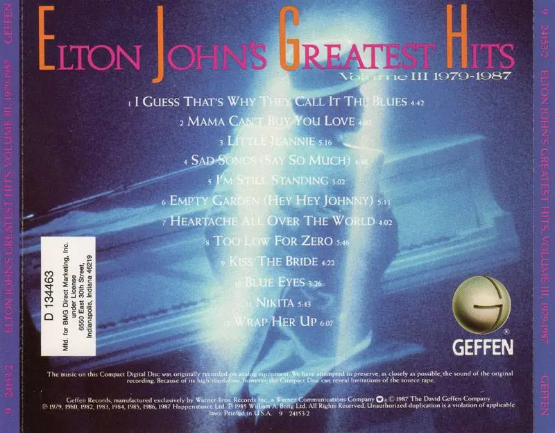 Elton John - Greatest Hits Volume III 1979-1987 (1987) / AvaxHome